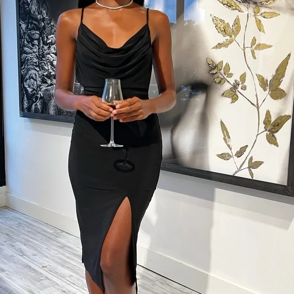 Dresses | Solid Backless Split Thigh Hem Dress